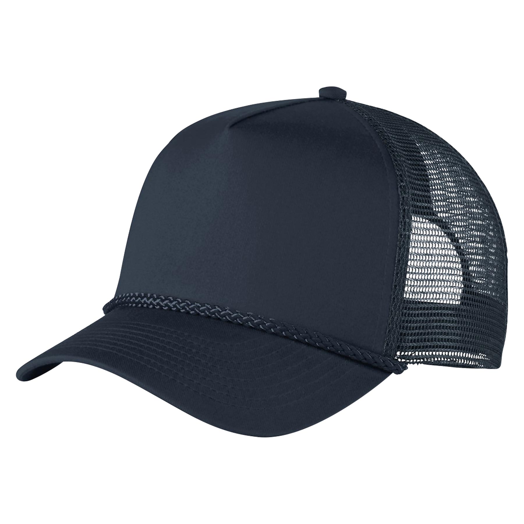 FlyFlyPromos - Structured 5 Panel Curved Bill Trucker Cap with Rope Image 7 - Promotional Product